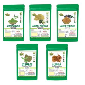 Bharat Neem Karela Jamun Gudmar Vijaysar Powder 500gm | 100 gm Each | Combo Pack | Skin & Hair Care | Help Control Diabetes