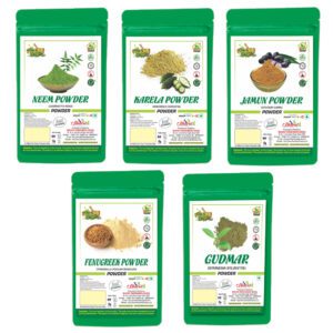 Bharat Neem Karela Jamun Fenugreek & Gudmar Powder 500gm | 100gm Each | Help Control Diabetes & Maintain Healthy Sugar Levels | Combo Pack