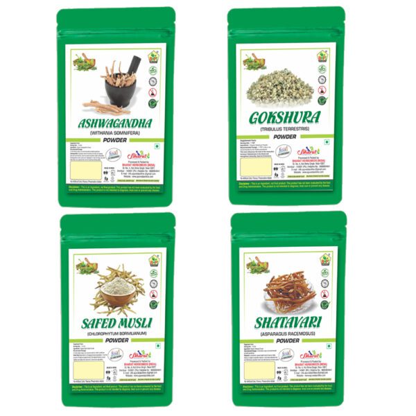 Bharat Special Combo Pack | Ashwagandha Powder | Safed Musli Powder | Shatavari Powder | Gokshura Powder | 100Gm Each | Men'S Wellness | Promotes Strength