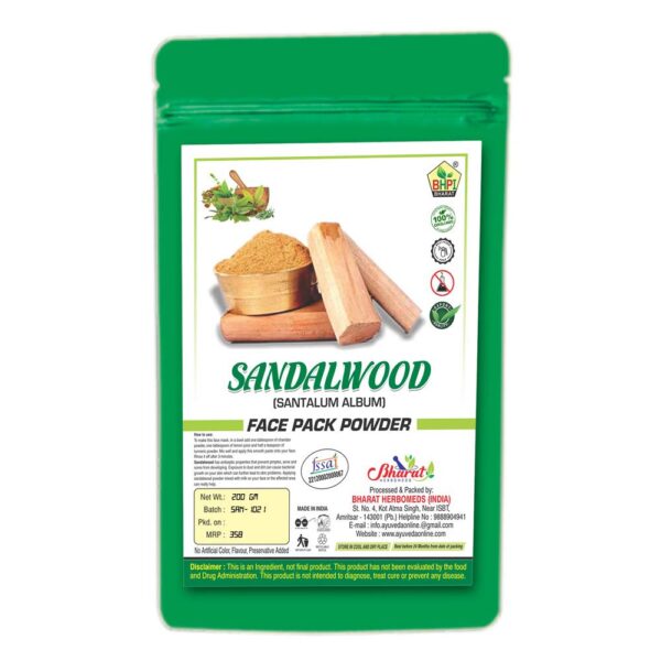 Bharat Sandalwood Face Pack Powder 200 Gm | Helps In Skin Brightening | Evens Skin Tone | 100% Natural