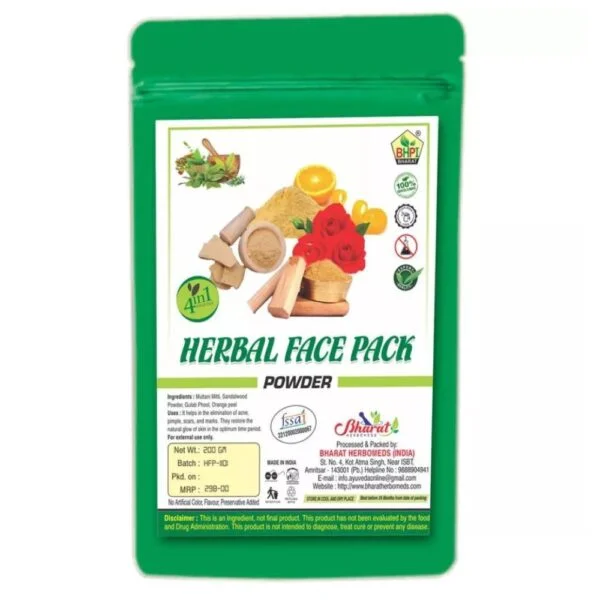 Bharat Herbal Face Pack Powder 200Gm | Skin Lightening | Tan Removal | Ancient Ayurvedic Healing